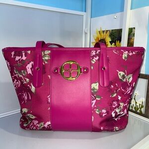 IMAN Vibrant Floral Magenta Tote